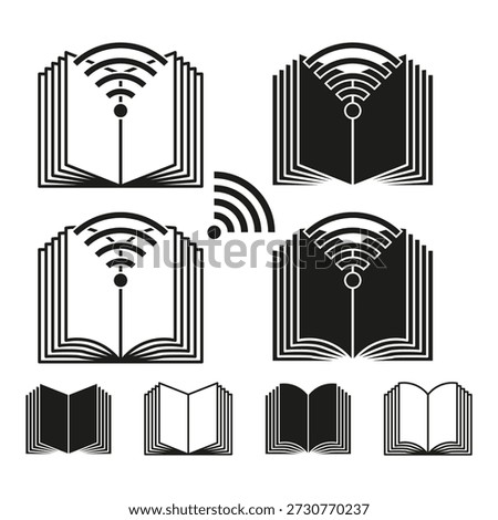 Digital library icon. Book Wi Fi. E learning Vector. Education signal symbol. EPS 10.