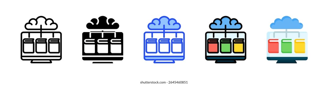 Digital Library Icon Collection With Multiple Styles