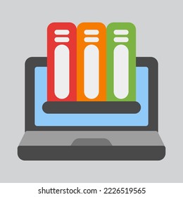 Digital library icon in flat style, use for website mobile app presentation