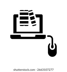 Digital Library Icon Glyph Vector Illustration