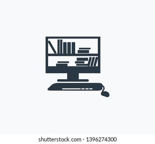 Digital Library Icon Isolated On Clean Background. Digital Library Icon Concept Drawing Icon In Modern Style. Vector Illustration For Your Web Mobile Logo App UI Design.