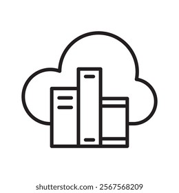 digital library icon line vector design template with trendy style