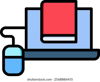 Digital Library Icon Lineal Color Vector Illustration