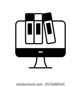 Digital Library icon with white background vector stock illustration