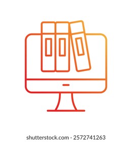 Digital Library icon with white background vector stock illustration