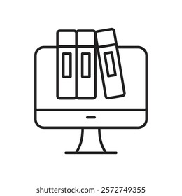 Digital Library icon with white background vector stock illustration