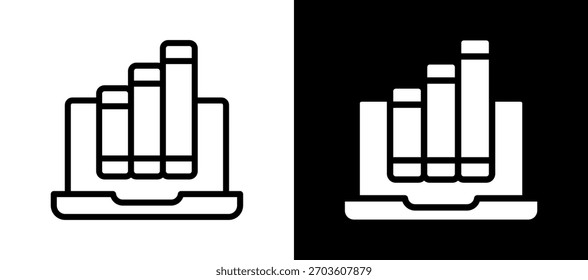 Digital Library Icon whiteblack Vector Illustration