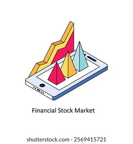 Digital Library isometric Colored illustration. EPS File stock illustration
