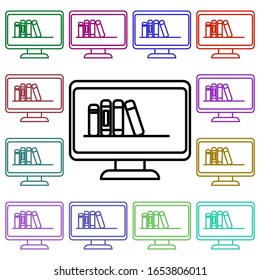 Digital library multi color style icon. Simple thin line, outline vector of education icons for ui and ux, website or mobile application