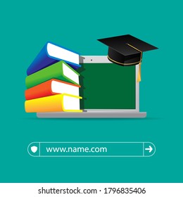 Digital library for Online education concept with digital technology. smart education. online classes. Digital graduation. learning with technology. 