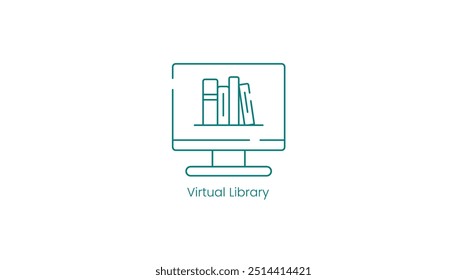 Biblioteca Digital: Ícone de Vetor de Acesso Virtual a Livros e Recursos