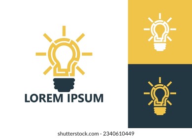 Digital light bulb idea logo template design vector