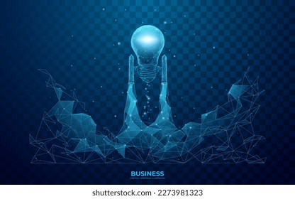 Digital light bulb rocket launch into space. Technology innovation or start up concept. The moment of launching a space shuttle. Starting a Successful Business. Isolated vector illustration.
