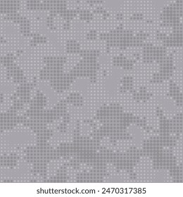 Digital light gray monochrome background. Seamless halftone dots camouflage pattern for your design. Vector camo texture 