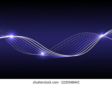 The digital light waves curve blue background