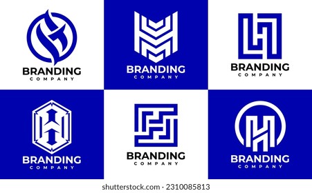 Digital line abstract letter H logo design. Modern technology initial H logo.