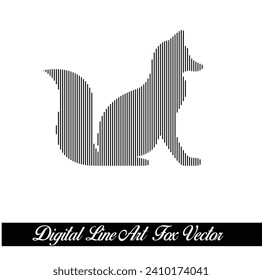 Concepto creativo de diseño de vectores de línea digital Art Fox