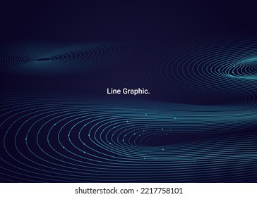 Digital Line Dot Graphic style banner background design concept. Wave metaverse with dark gradient. Creative illustration for poster, web, landing, page, cover, ad, greeting, card, presentation