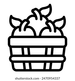 Dibujo digital de una cesta llena de manzanas estilizadas