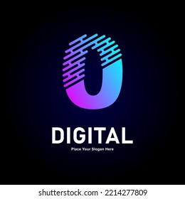 Diseño vectorial del logotipo número 0 de la línea digital. Adecuado para negocios, tecnología, tipo de color de gradiente, estilo de línea de logotipo y nombre inicial