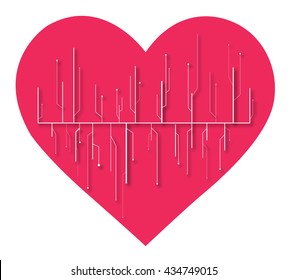 Digital line in the shape of heart art vector EPS10