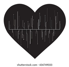 Digital line in the shape of heart art vector EPS10