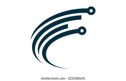 plantilla de logotipo de swoosh de línea digital