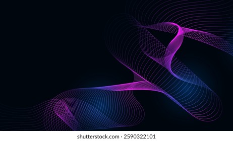 Digital line wave sci fi technology network concept adstract blue light background.