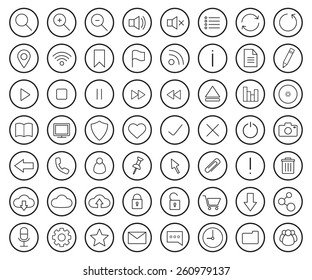 Digital linear icons set. Vector clip art illustrations isolated on white 