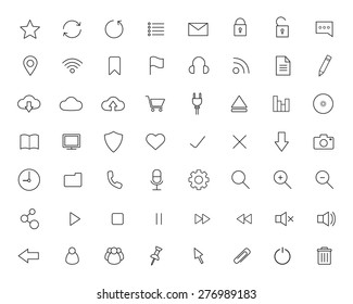 Digital linear icons set. Vector line art technology symbols isolated on white