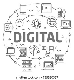 DigitaL Linear illustration slide for the presentation