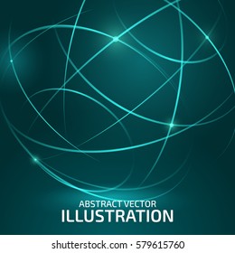 Digital lines. Color technology sphere illustration. Modern glowing shape design with glow point. 3d connection