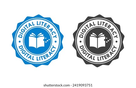 Digital literacy badge design template illustration