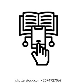 Ilustración vectorial de esquema de icono de alfabetización digital