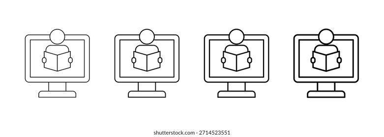 Vetor de ícones de alfabetização digital definido em um estilo de linha de traçado diferente