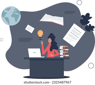 Digital literacy and information understanding skills.Literature reading and ability to understand real news and to analyze.flat vector illustration.