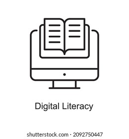 Digital Literacy vector Outline Icon Design illustration. Digitalization and Industry Symbol on White background EPS 10 File