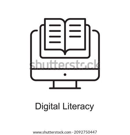 Digital Literacy vector Outline Icon Design illustration. Digitalization and Industry Symbol on White background EPS 10 File