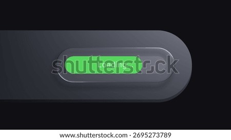 Digital loading bar with a liquid glass morphism effect. Progress indicator for data download or futuristic user interface element.