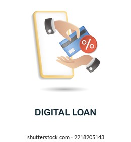 Digital Loan icon. 3d illustration from fintech collection. Creative Digital Loan 3d icon for web design, templates, infographics and more