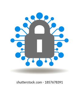Bloqueo digital con vector de icono de línea de circuito. Símbolo de ciberseguridad. Logotipo de protección de datos.