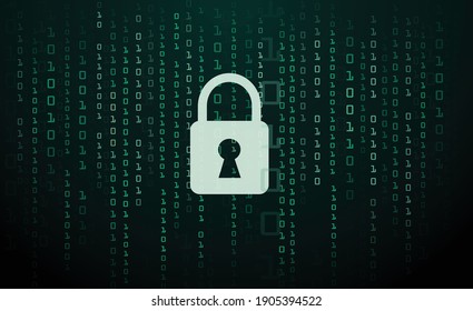 Digital lock guard sign binary code number cyber data background vector illustration eps10