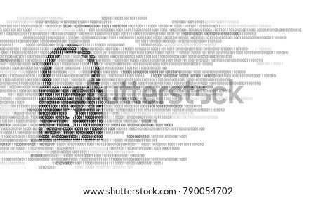 Digital lock guard sign binary code number. Big data personal information safety technology. White monochrome glowing abstract web internet electronic payment vector illustration