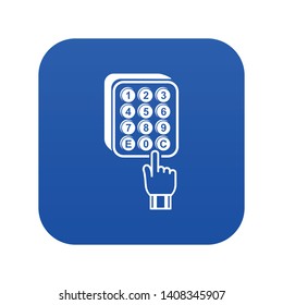 Digital lock icon blue vector isolated on white background