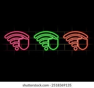 Digital lock icon with cybersecurity symbols including cloud, Wi-Fi, shield, wallet, and globe on a dark background. Concept of data protection. 3D Rendering..