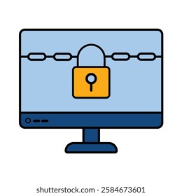 Digital Lock Icon on Computer Screen