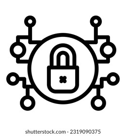 Digital lock icon outline vector. Data secure. Safety privacy
