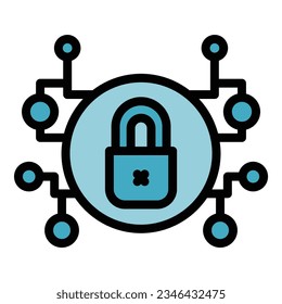 Digital lock icon outline vector. Data secure. Safety privacy color flat