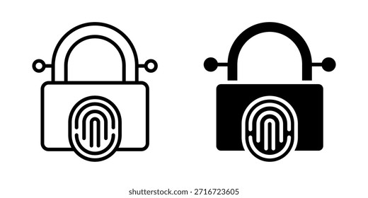 Conjunto de iconos de bloqueo digital. Una ilustración de estilo minimalista de un candado de huellas dactilares. Elemento de diseño para el acceso, la seguridad, la seguridad y el icono de la cerradura. Ilustración vectorial sobre fondo blanco.