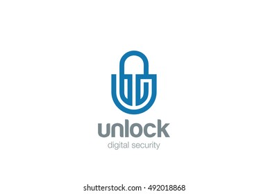 Digital Lock Logo abstract as Logic Labyrinth. Creative design vector template.
Internet web security Logotype concept icon.